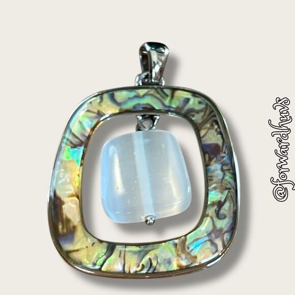 Bundle Sale 3 for $15 | Silver-Tone Abalone Pendant | Faux Moonstone - Picture 1 of 8